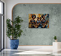 "Jazz Queens: A Symphony in Blue" – Printed Canvas Wall Art | UNFRAMED 