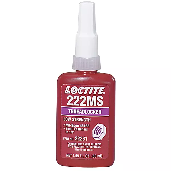 Loctite 135334 Purple 222MS Low Strength Thread Locker, 300 Degrees F Maximum Temperature, 50 mL Bottle Bottle 50 ML