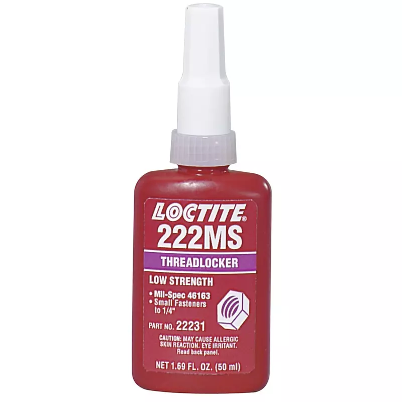 Loctite 135334 Purple 222MS Low Strength Thread Locker, 300 Degrees F Maximum Temperature, 50 mL Bottle Bottle 50 ML