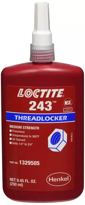Loctite 243 Threadlocker 250 mL - Medium Strength (Blue)