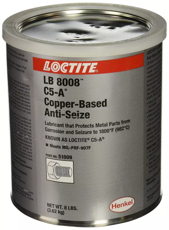 Loctite 51009 Copper LB 8008 C5-A Anti-Seize Lubricant, -20 Degree F Lower Temperature Rating to 1800 Degree F Upper