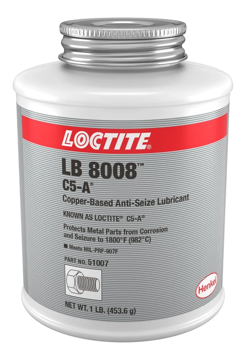 Loctite 51007 Copper LB 8008 C5-A Anti-Seize Lubricant, -20 Degree F Lower Temperature Rating to 1800 Degree F Upper