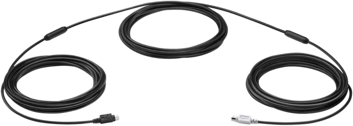 Logitech Group 15M Mini-DIN Extension Cable, 49.2ft, Black