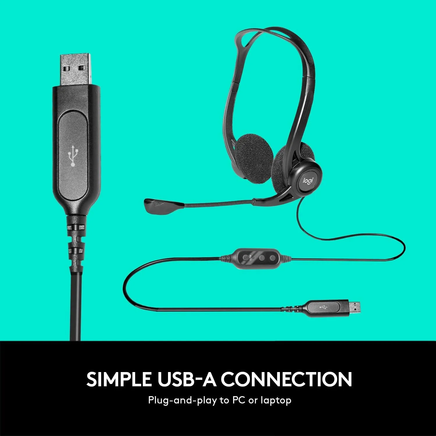 Logitech 960 USB Computer Headset - Black