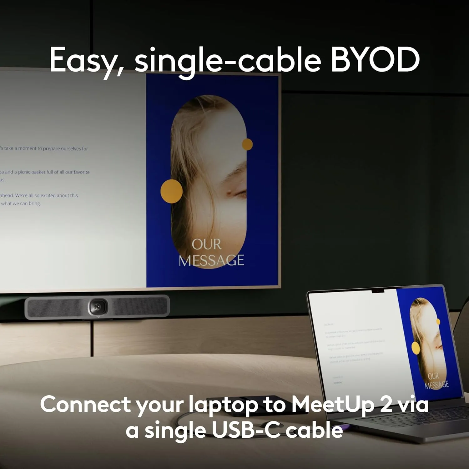 Logitech Active USB Cable | Single-Cable BYOD Connection with MeetUp 2 | Video Conferencing Accessory for Small Rooms