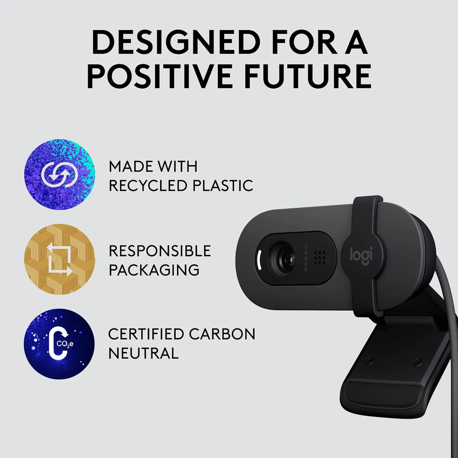 Logitech Brio 105 Full HD 1080p Business Webcam with Auto-Light Balance, USB-A, Privacy Shutter, Easy Set-Up