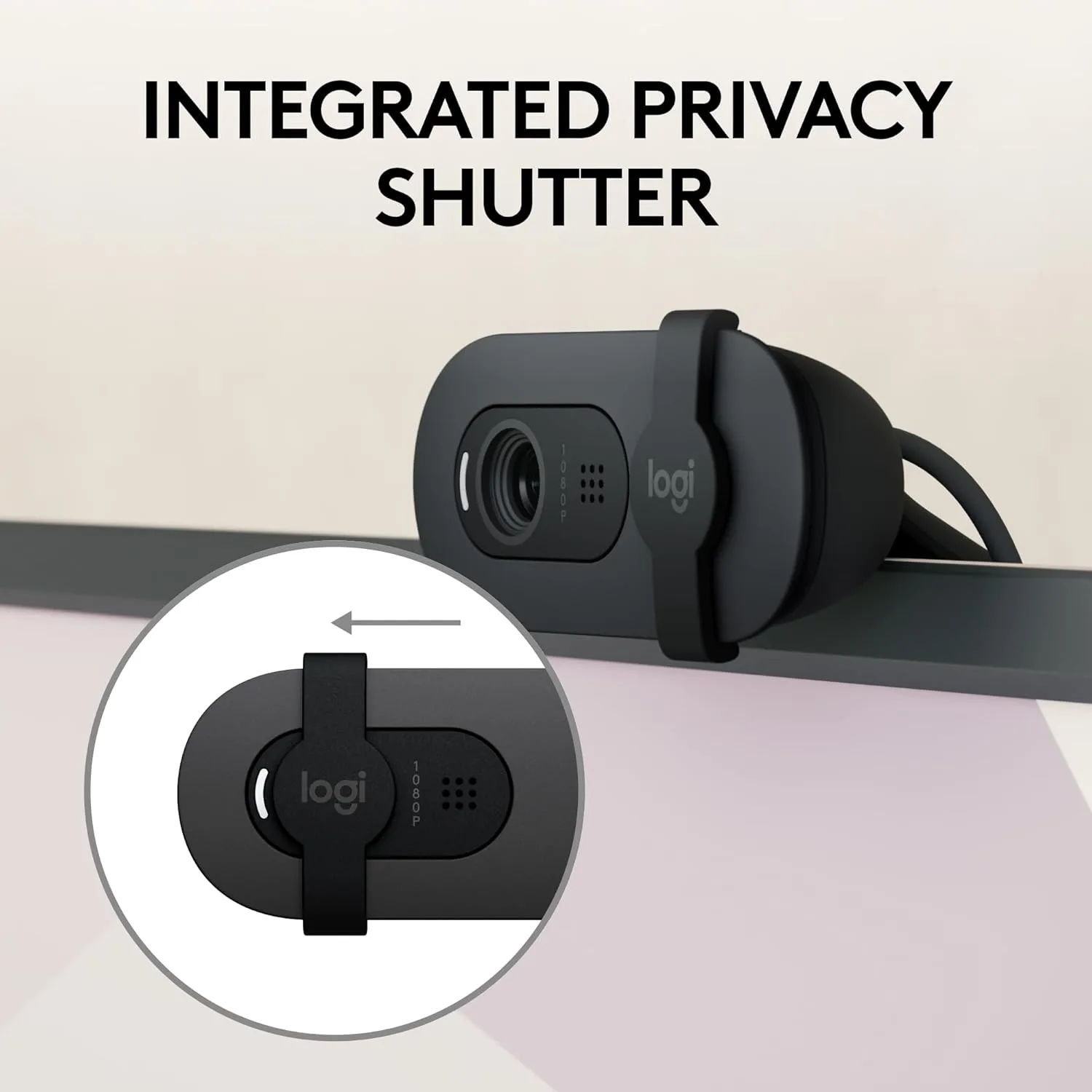Logitech Brio 105 Full HD 1080p Business Webcam with Auto-Light Balance, USB-A, Privacy Shutter, Easy Set-Up