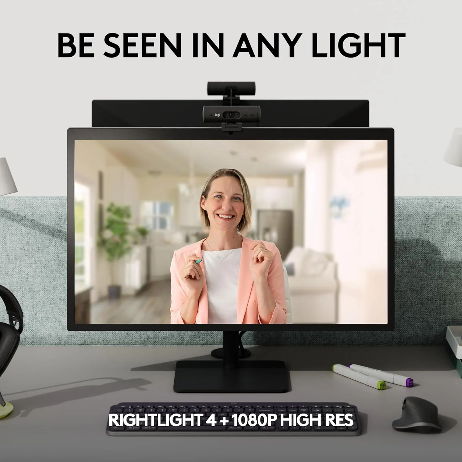 Logitech Brio 505 Full HD Webcam, Auto Light Correction, Privacy Shutter