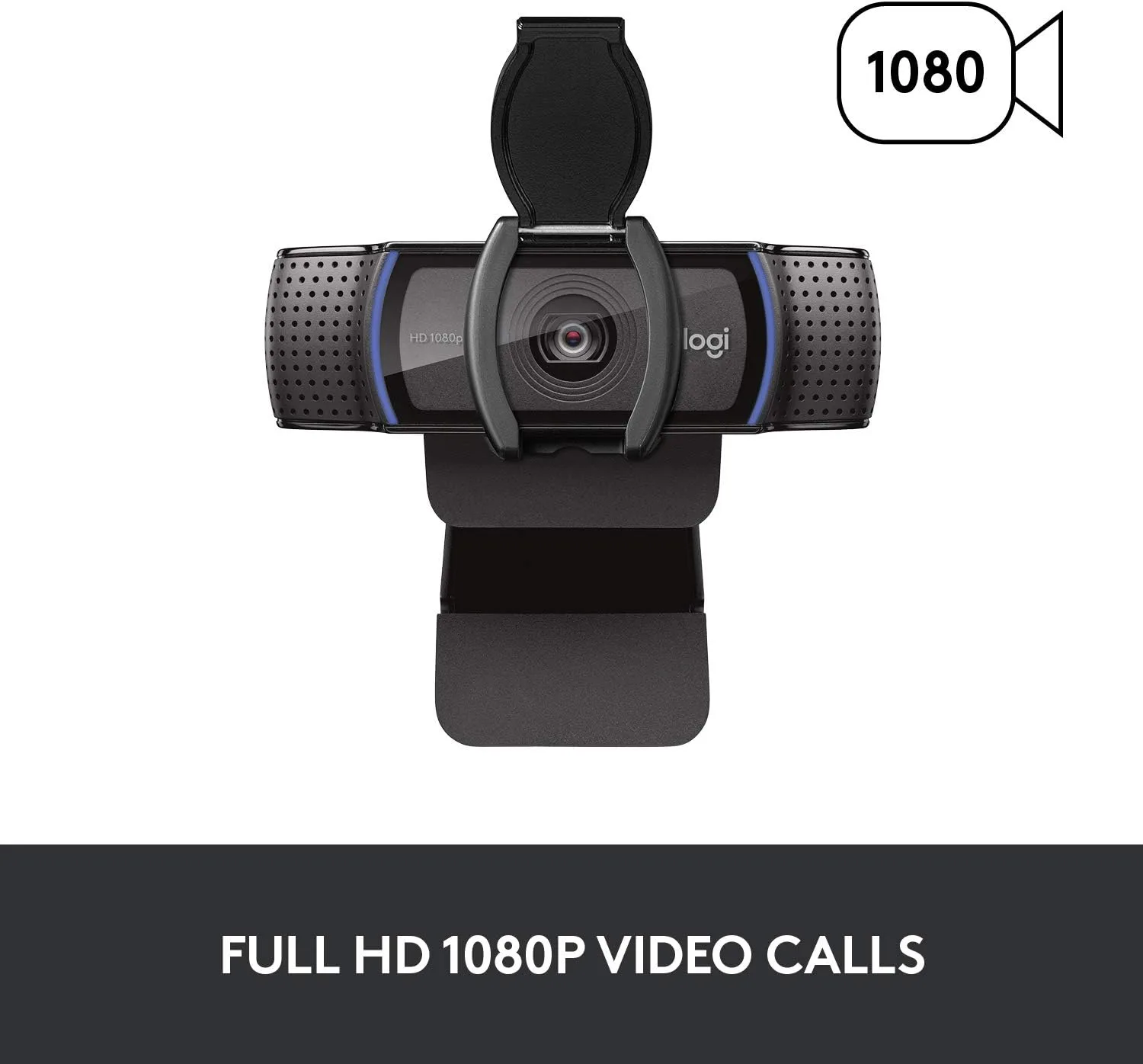 Logitech C920S HD Pro Webcam, Full HD 1080p/30fps Video Calling, Clear Stereo Audio, Light Correction, Privacy Shutter