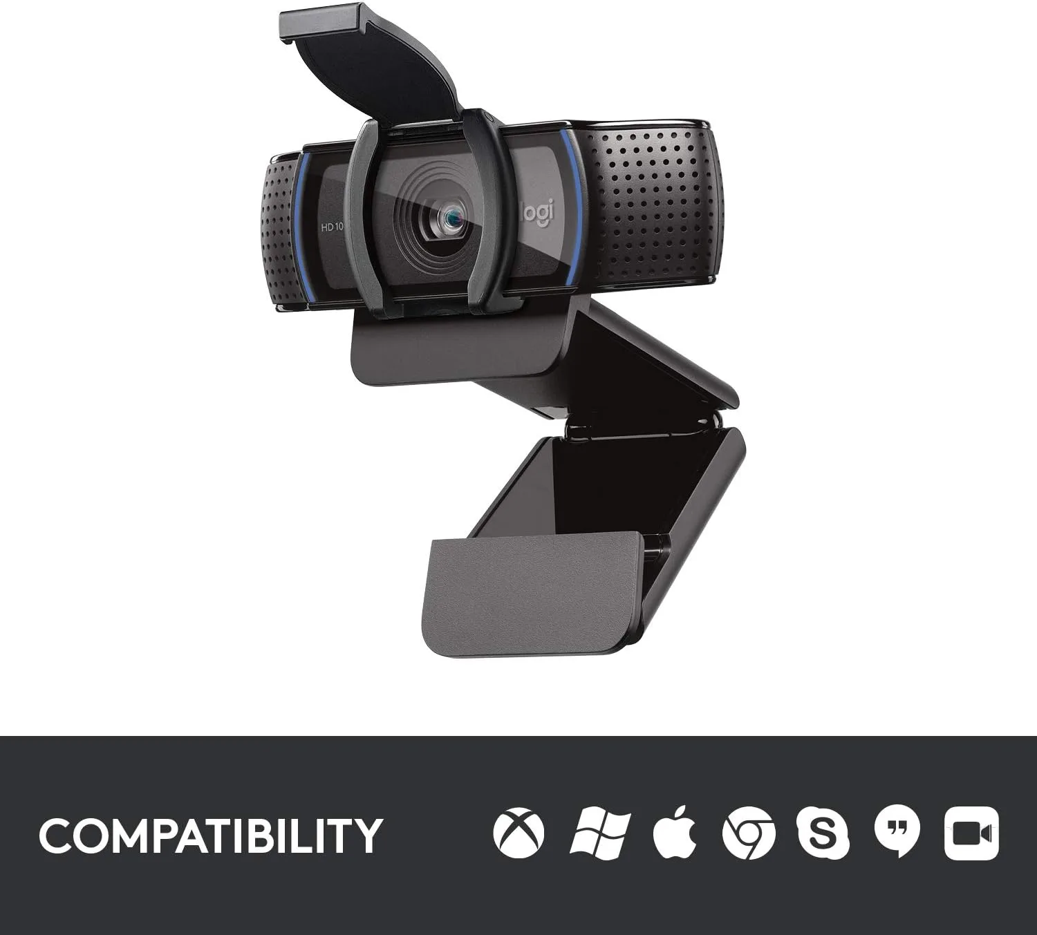 Logitech C920S HD Pro Webcam, Full HD 1080p/30fps Video Calling, Clear Stereo Audio, Light Correction, Privacy Shutter