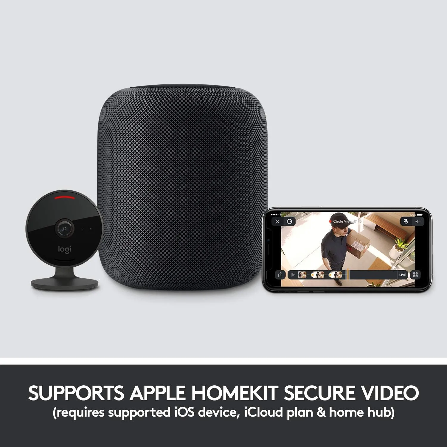 Logitech Circle View Weatherproof Wired Home Security Camera with TrueView Video, 180° Wide Angle, 1080p HD, Night Vision, 2-Way Audio, Tilt for Privacy, Apple HomeKit Secure