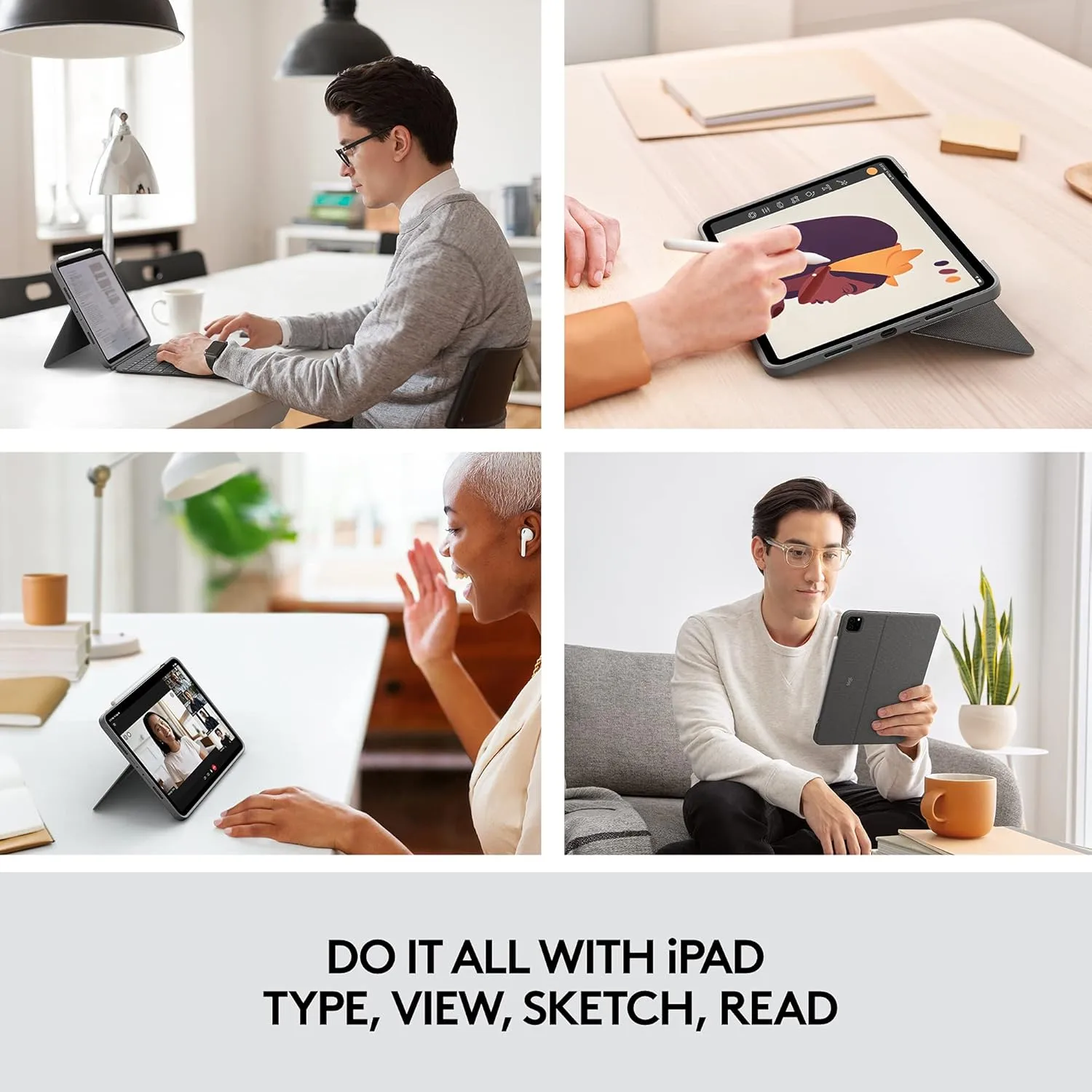 Logitech Combo Touch iPad Pro 11-inch (1st-4th gen) Keyboard Case - Oxford Gray