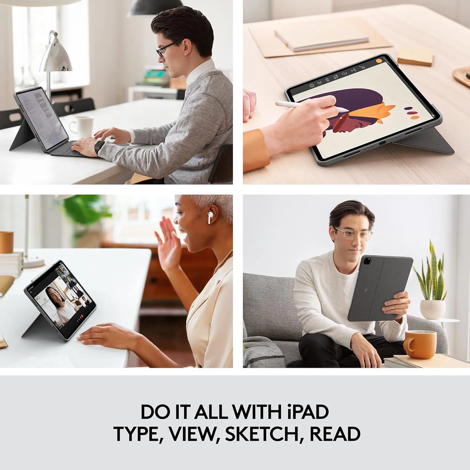 Logitech Combo Touch iPad Pro 12.9-inch Keyboard Case - Oxford Gray