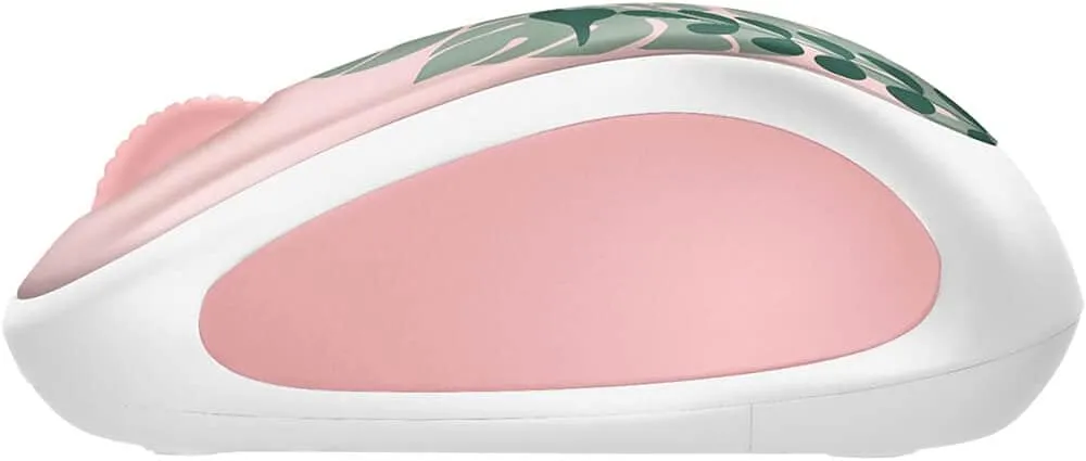 Logitech - Design Collection Limited Edition Wireless Compact Mouse with Colorful Designs - Chirpy Bird Rose/Forest Green/White