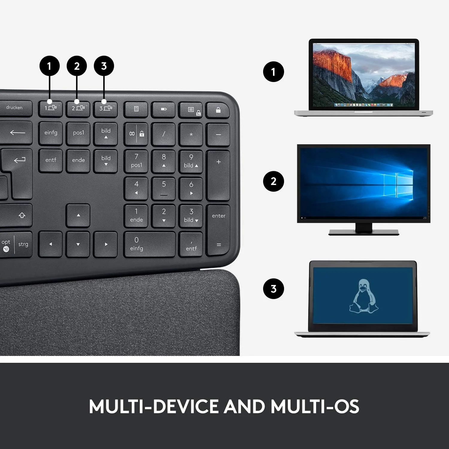 Logitech Ergo K860 Split Wireless Keyboard for Business - Ergonomic Design, Secured Logi Bolt Technology, Bluetooth