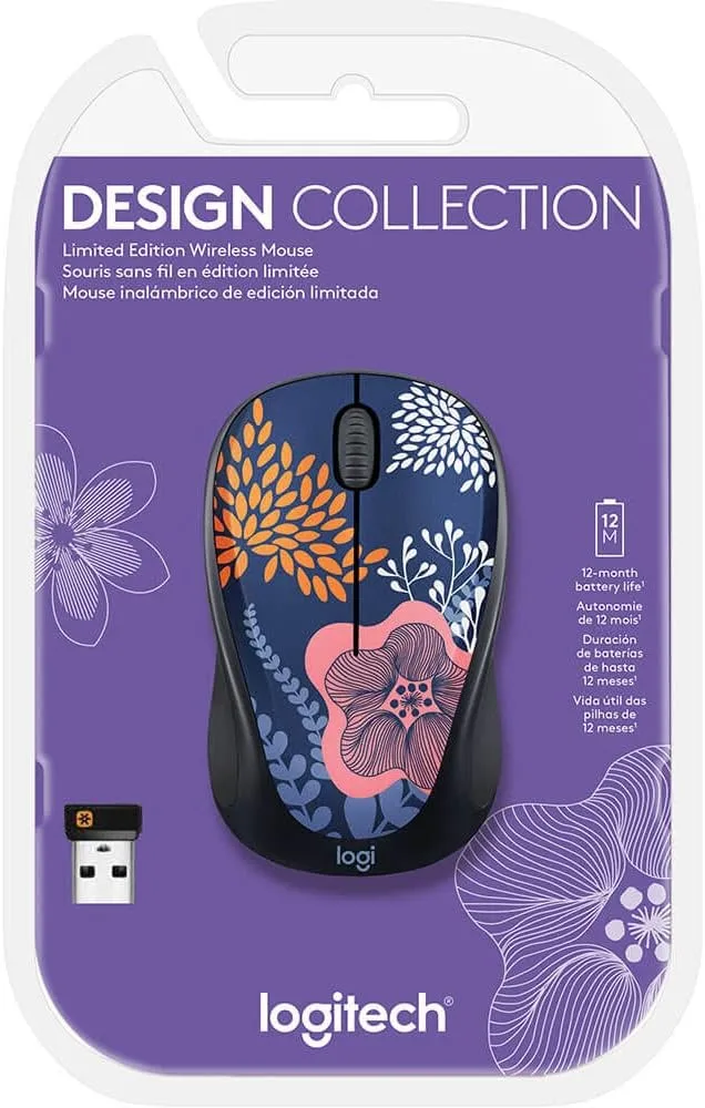 Logitech Design Collection Limited Edition Wireless Mouse Forest Floral