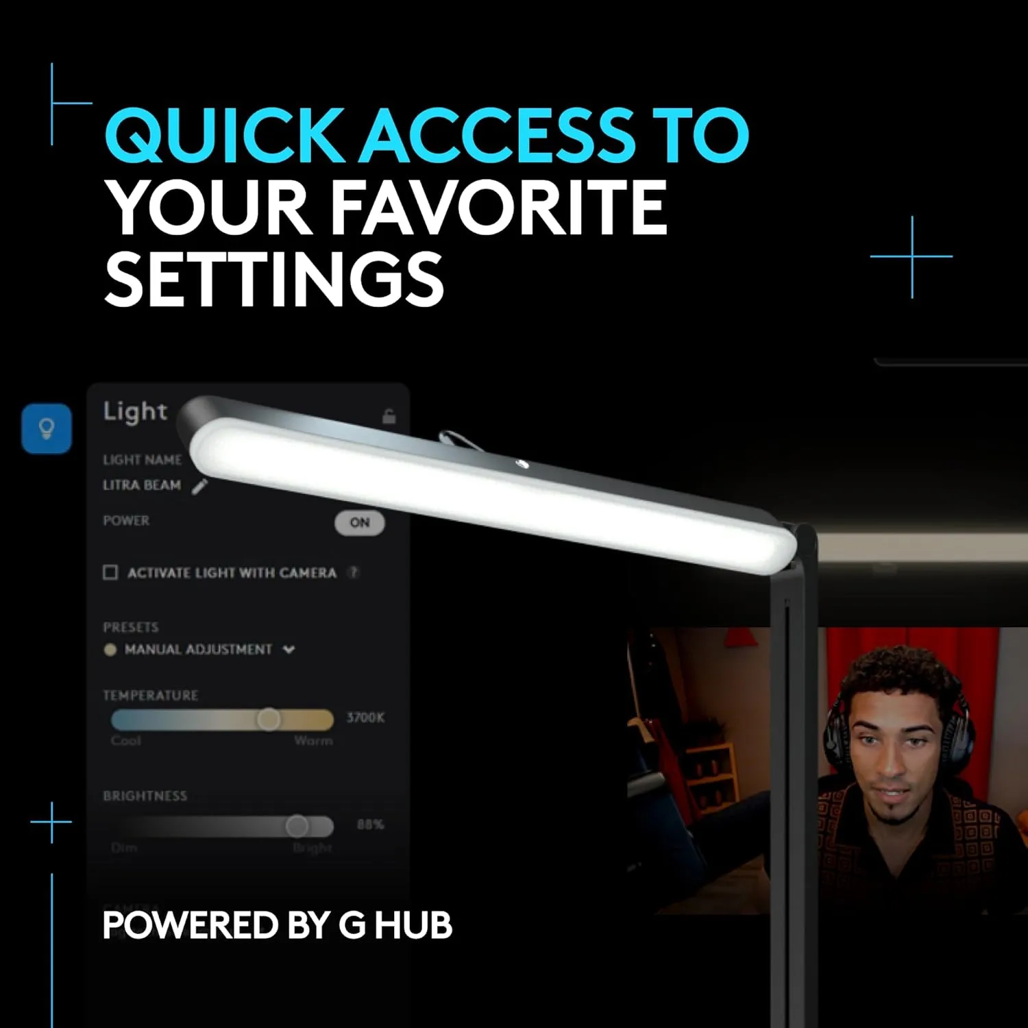 Logitech G Litra Beam Premium LED Streaming Key Light with TrueSoft - Graphite