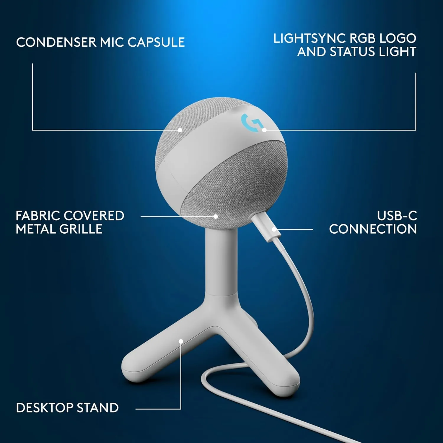 Logitech G Yeti Orb Condenser RGB Gaming Microphone with LIGHTSYNC, USB Mic for Streaming, Cardioid for PC/Mac