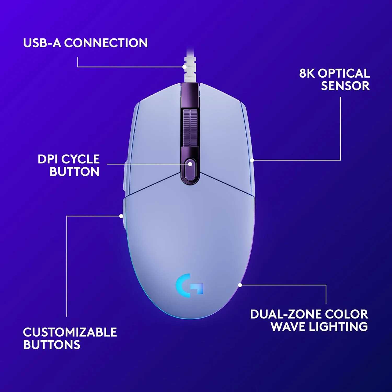 LOGITECH G G203 LIGHTSYNC Wired Gaming Mouse