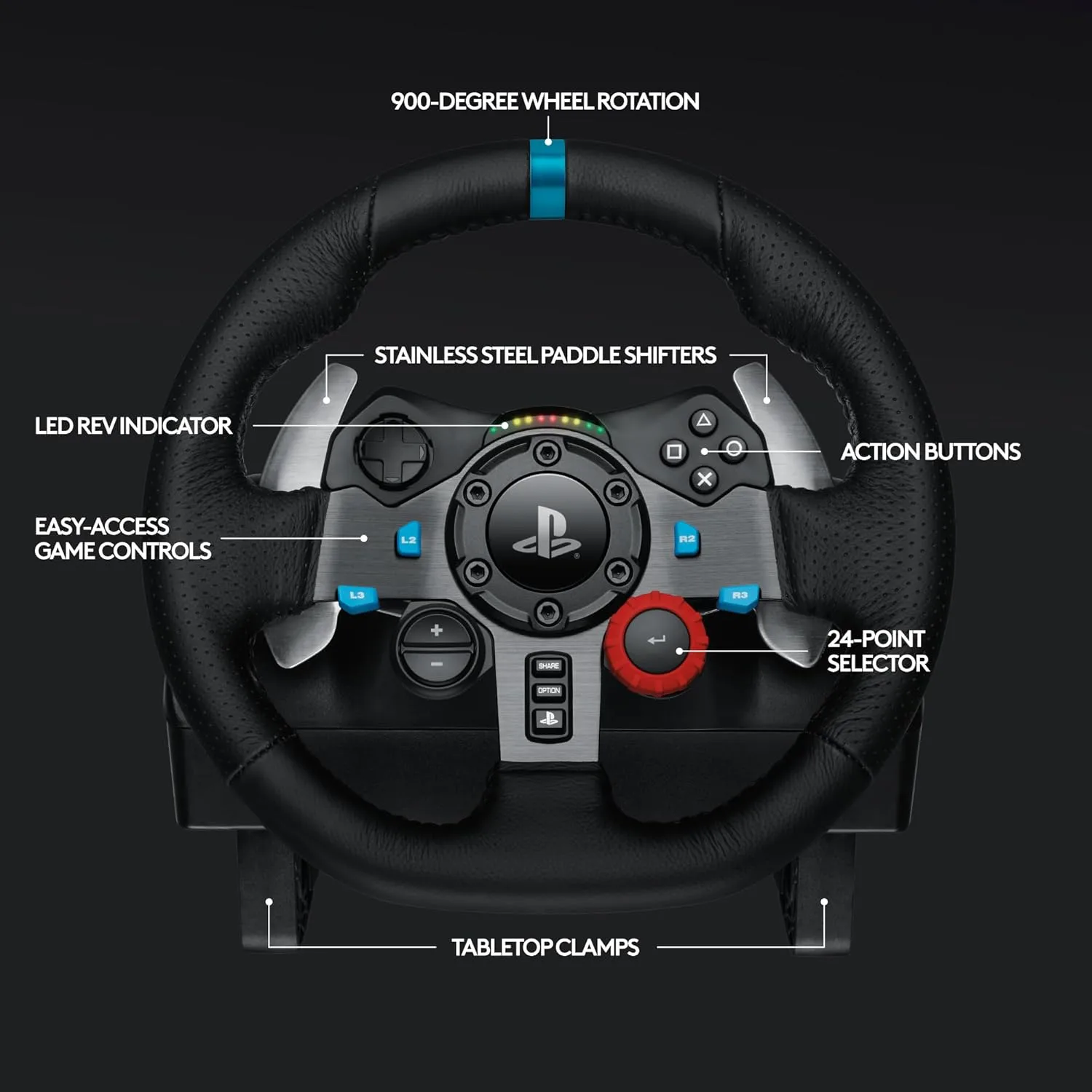 Logitech G29 Driving Force Racing Wheel and Floor Pedals for PS5, PS4, PC