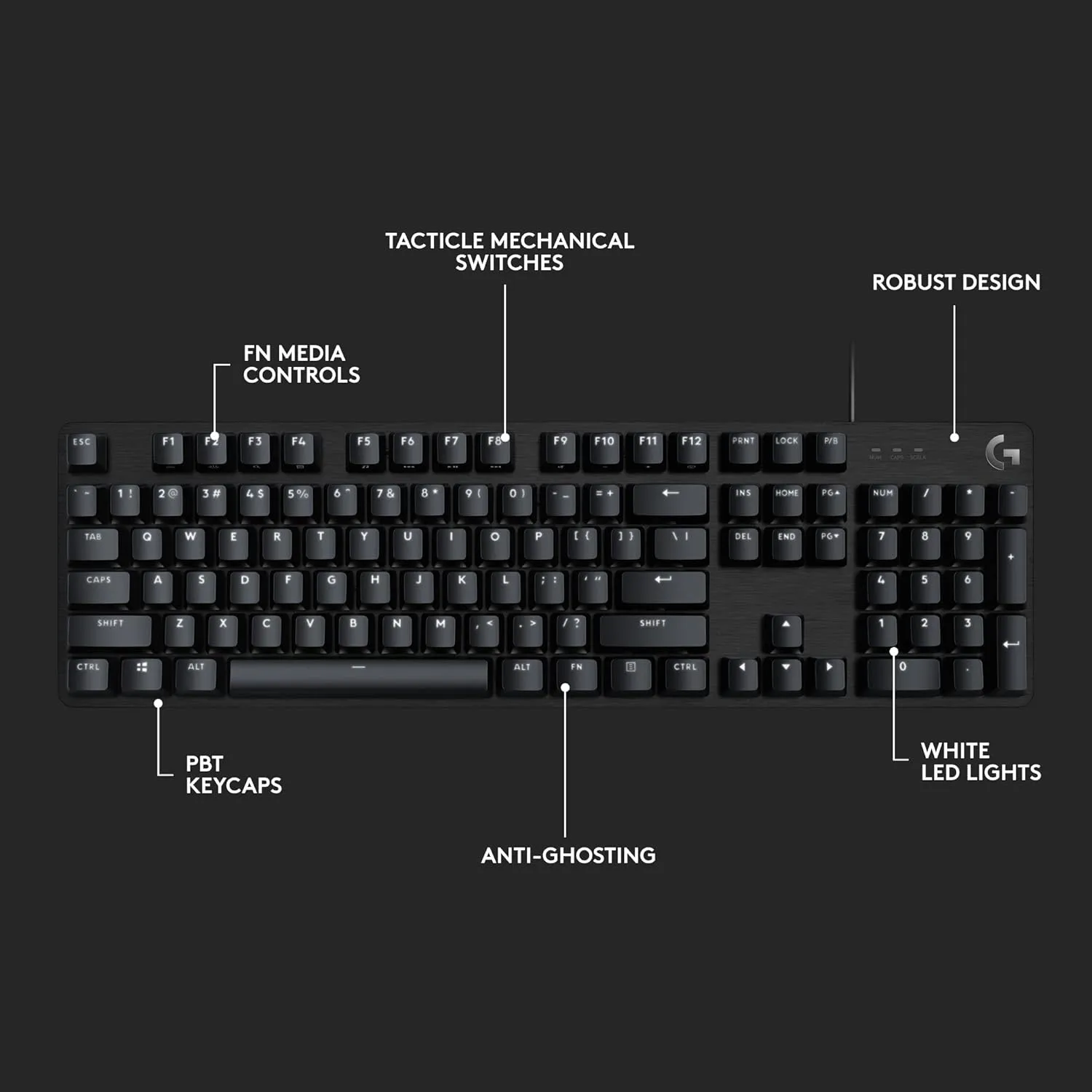 Logitech G413 SE Full-Size Mechanical Gaming Keyboard - Backlit Keyboard with Tactile Mechanical Switches, Anti-Ghosting