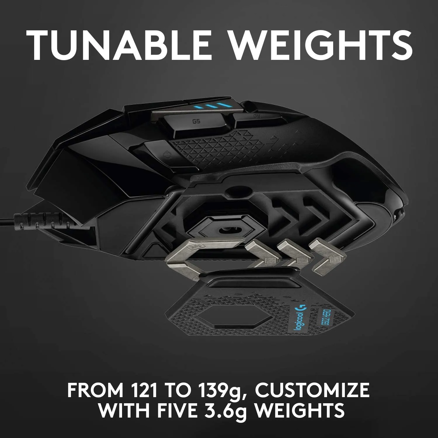 Logitech G502 HERO High Performance Wired Gaming Mouse, HERO 25K Sensor, 25,600 DPI, RGB, Adjustable Weights, 11 Programmable Buttons, On-Board Memory, PC / Mac Black Wired Mouse