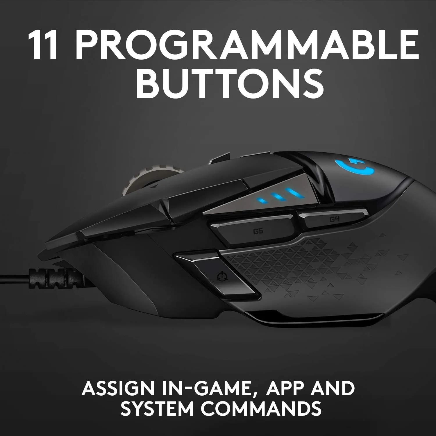 Logitech G502 HERO High Performance Wired Gaming Mouse, HERO 25K Sensor, 25,600 DPI, RGB, Adjustable Weights, 11 Programmable Buttons, On-Board Memory, PC / Mac Black Wired Mouse