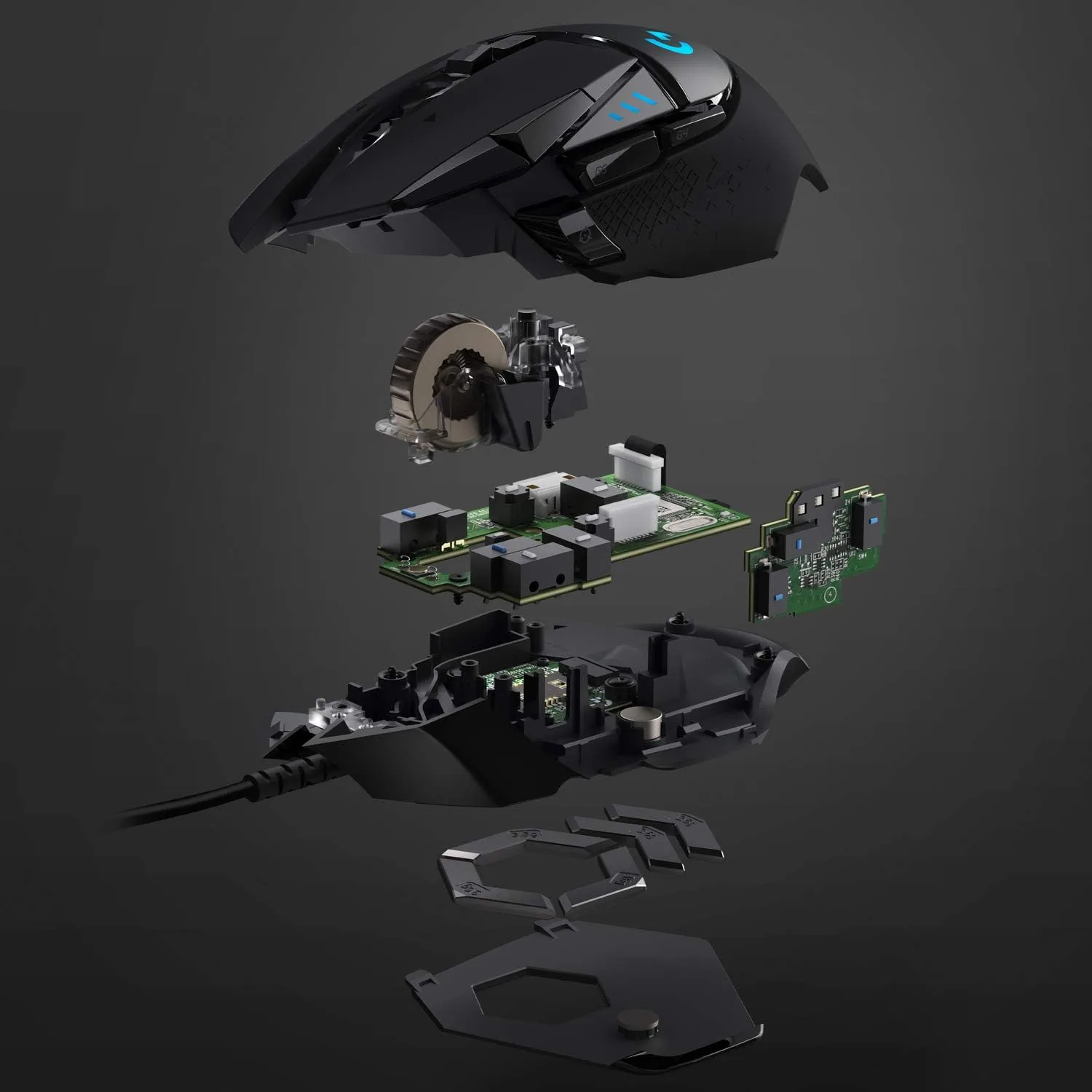 Logitech G502 HERO High Performance Wired Gaming Mouse, HERO 25K Sensor, 25,600 DPI, RGB, Adjustable Weights, 11 Programmable Buttons, On-Board Memory, PC / Mac Black Wired Mouse