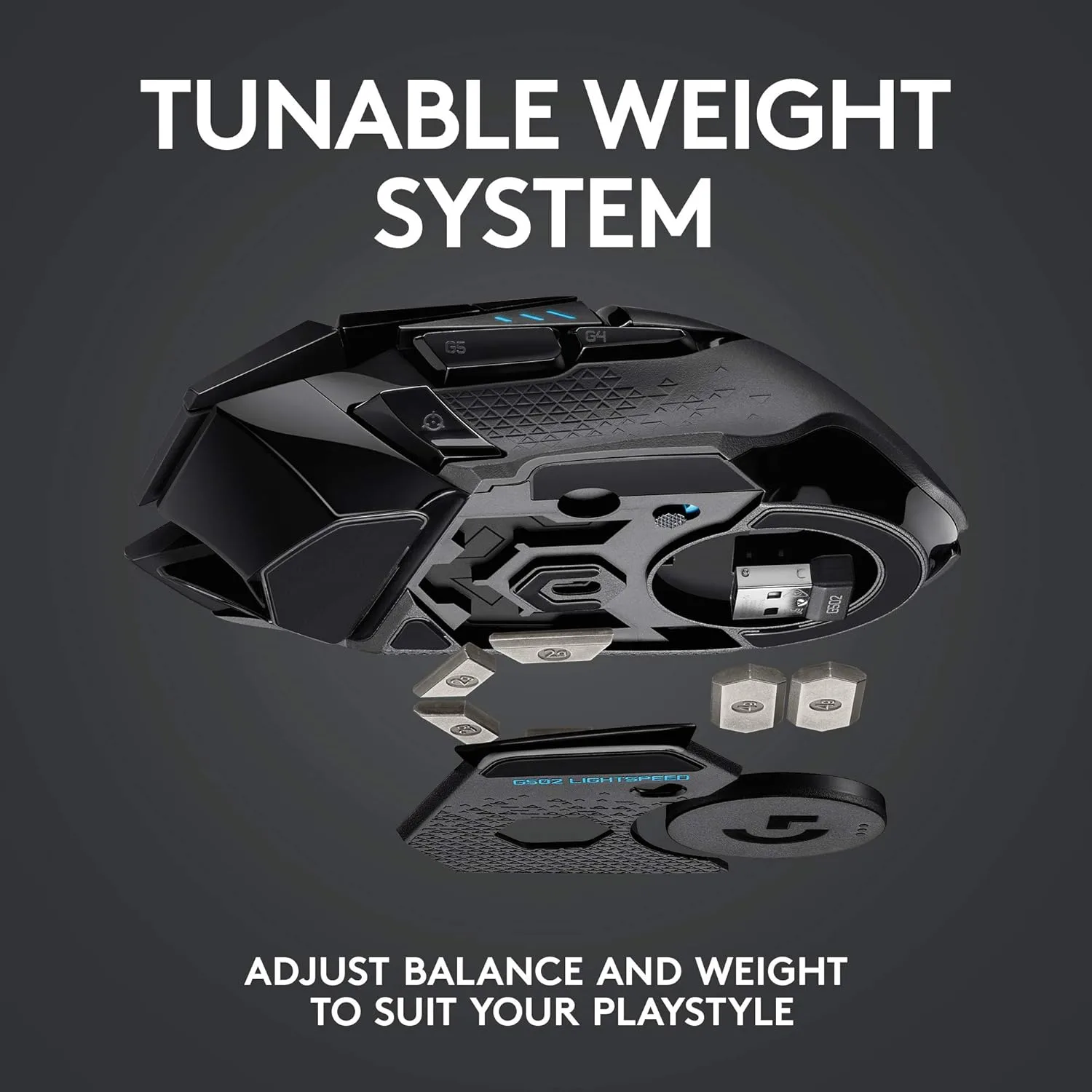 Logitech G502 Lightspeed Wireless Gaming Mouse with Hero 25K Sensor, PowerPlay Compatible, Tunable Weights and Lightsync RGB - Black Black Mouse