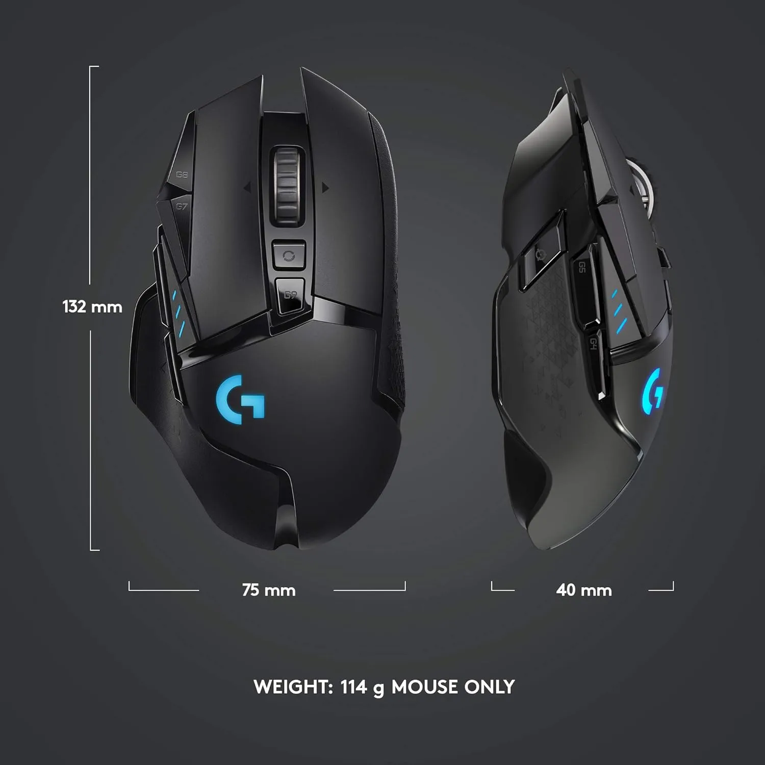 Logitech G502 Lightspeed Wireless Gaming Mouse with Hero 25K Sensor, PowerPlay Compatible, Tunable Weights and Lightsync RGB - Black Black Mouse
