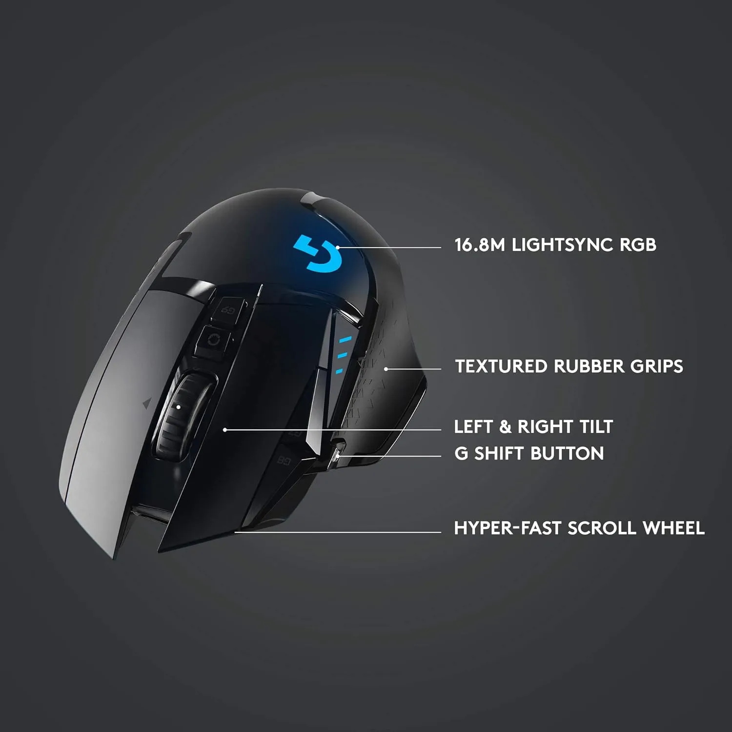 Logitech G502 Lightspeed Wireless Gaming Mouse with Hero 25K Sensor, PowerPlay Compatible, Tunable Weights and Lightsync RGB - Black Black Mouse