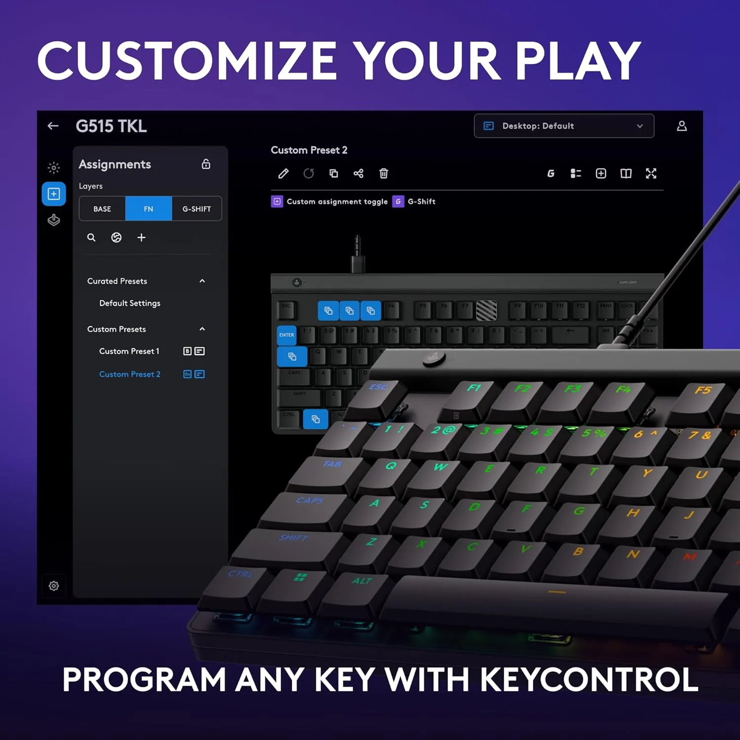 Logitech G G515 TKL Low-Profile Gaming Keyboard, LIGHTSYNC RGB