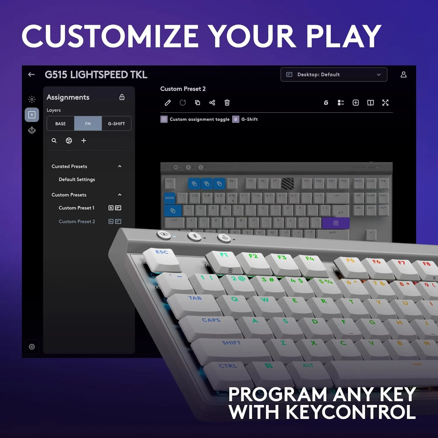 Logitech G G515 TKL Low-Profile Gaming Keyboard, LIGHTSYNC RGB