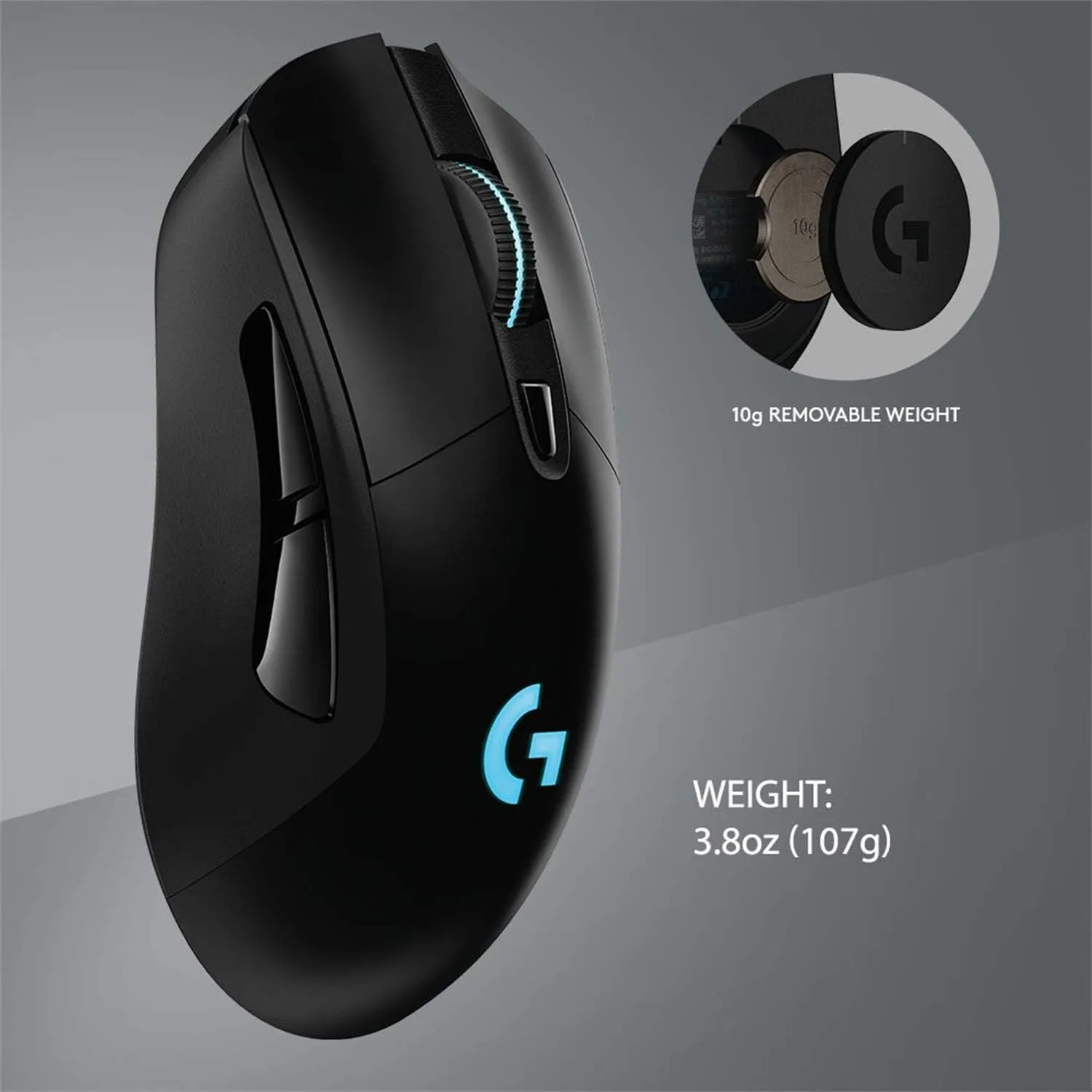 Logitech G703 Lightspeed Wireless Gaming Mouse W/Hero 25K Sensor, PowerPlay Compatible, Lightsync RGB, Lightweight 95G+10G Optional, 100-25,600 DPI, Rubber Side Grips - Black