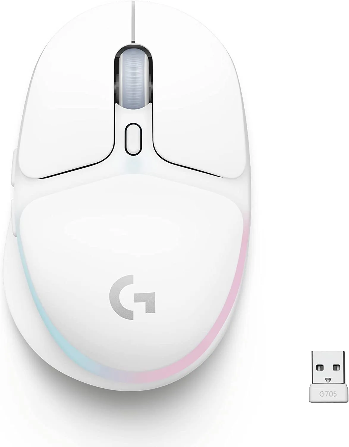 Logitech G705 Wireless Gaming Mouse, Customizable LIGHTSYNC RGB Lighting, Lightspeed Wireless, Bluetooth Connectivity, Lightweight, PC/Mac/Laptop - White Mist G705 Mouse