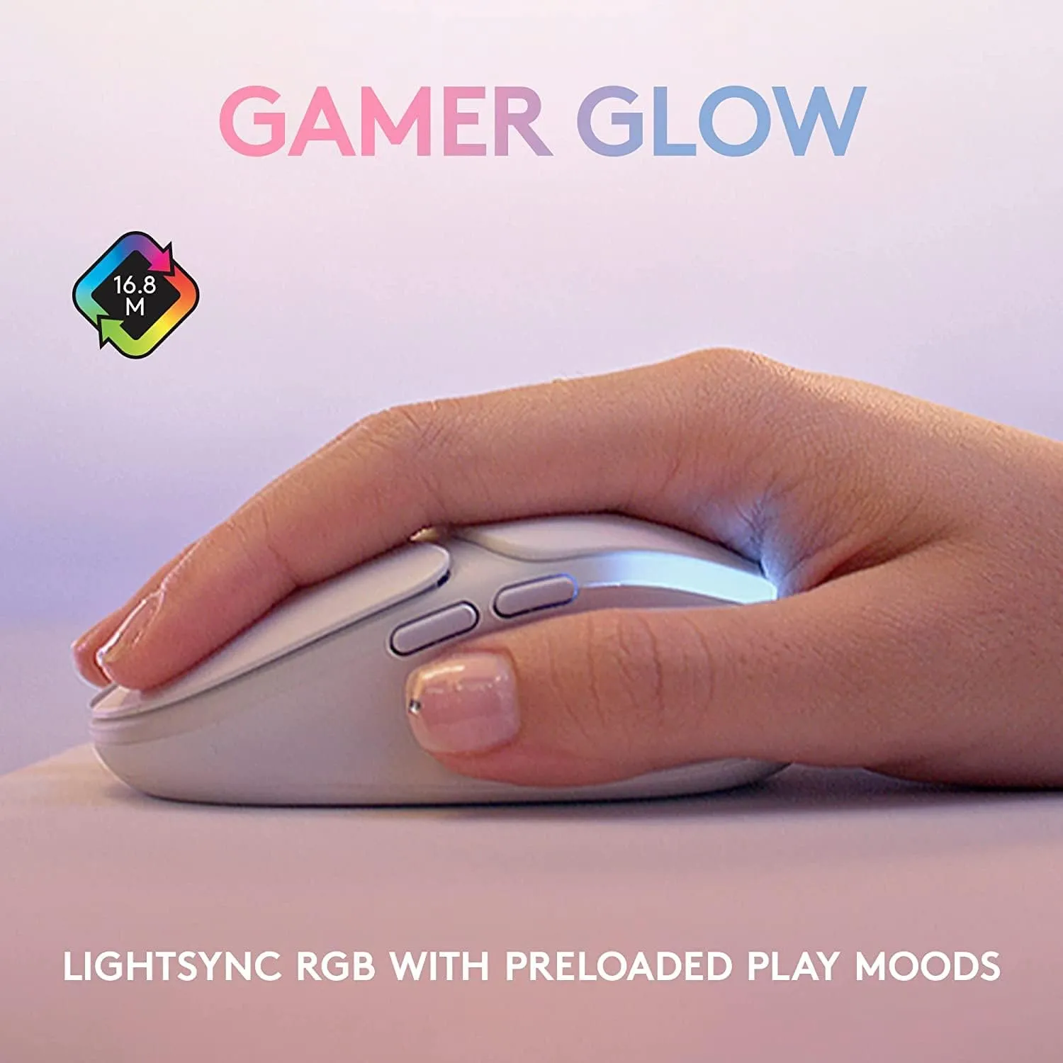 Logitech G705 Wireless Gaming Mouse, Customizable LIGHTSYNC RGB Lighting, Lightspeed Wireless, Bluetooth Connectivity, Lightweight, PC/Mac/Laptop - White Mist G705 Mouse