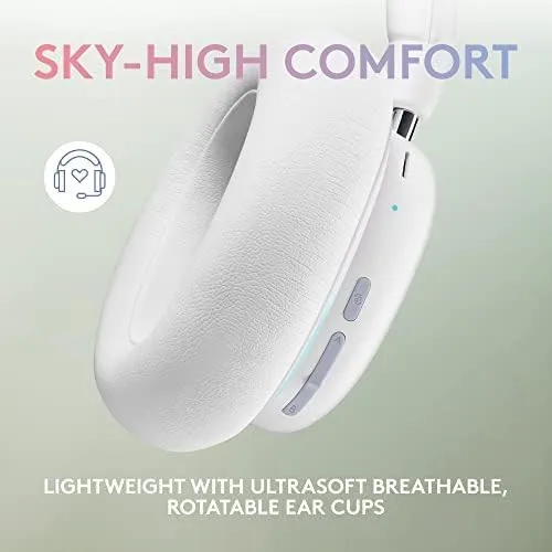 Logitech G735 Wireless Gaming Headset, Customizable LIGHTSYNC RGB Lighting, Bluetooth, 3.5 MM Aux Compatible with PC, Mobile Devices, Detachable Mic - White Mist