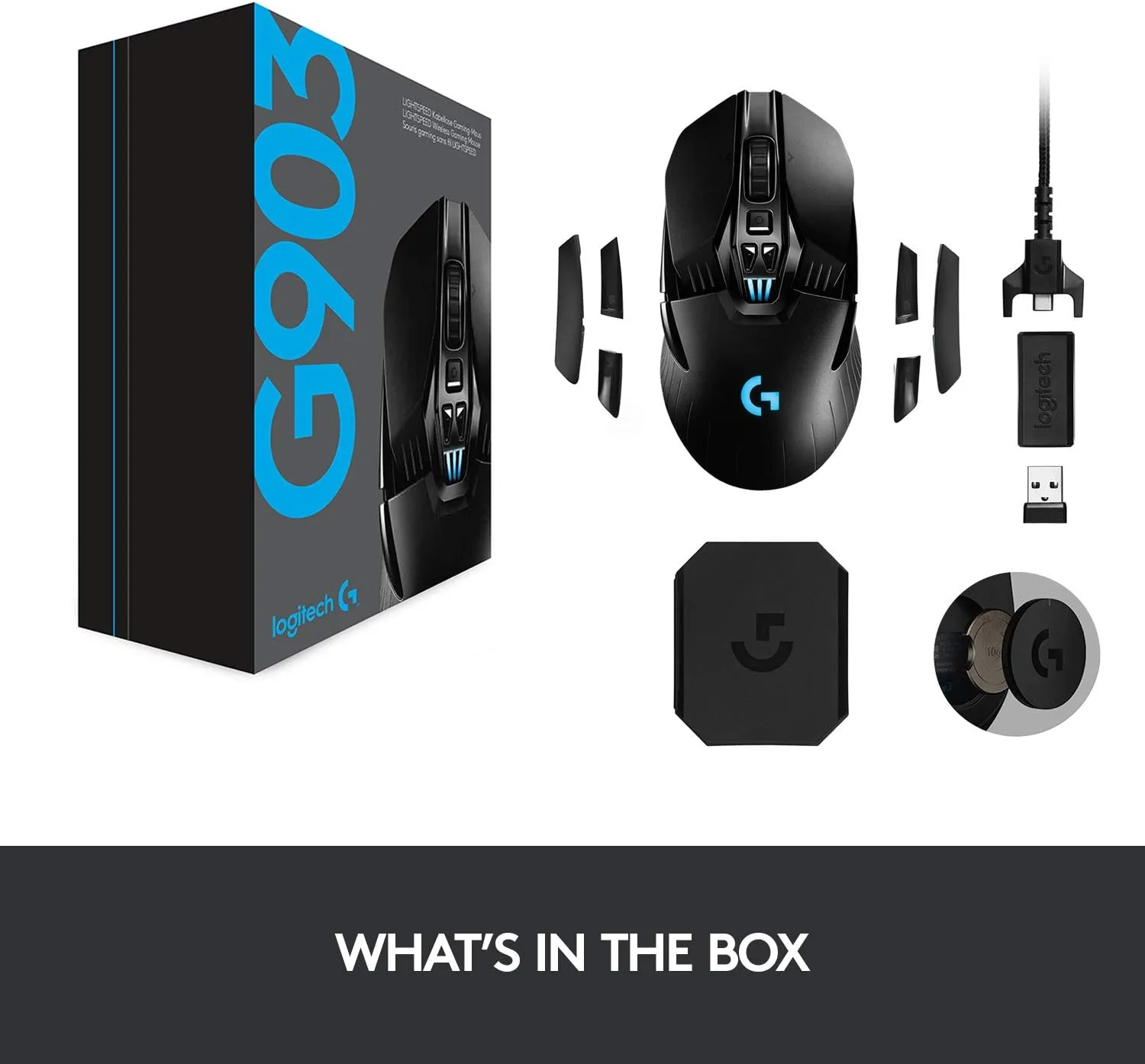Logitech G903 LIGHTSPEED Wireless Gaming Mouse — HERO 25K Sensor, PowerPlay Compatible, 140+ Hr Battery, Black