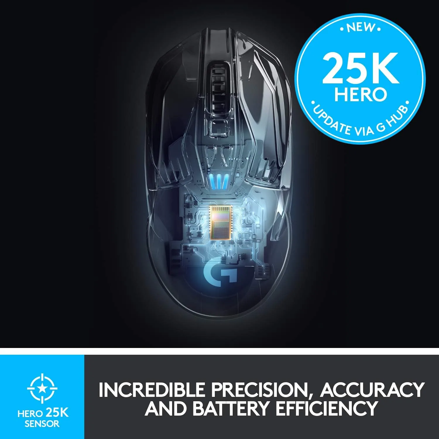 Logitech G903 LIGHTSPEED Wireless Gaming Mouse — HERO 25K Sensor, PowerPlay Compatible, 140+ Hr Battery, Black