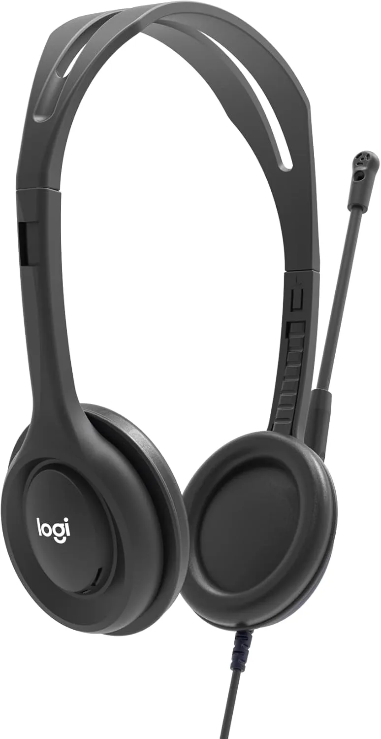 Logitech H111 Stereo Headset with 3.5 mm Audio Jack, Black Leatherette Cushion