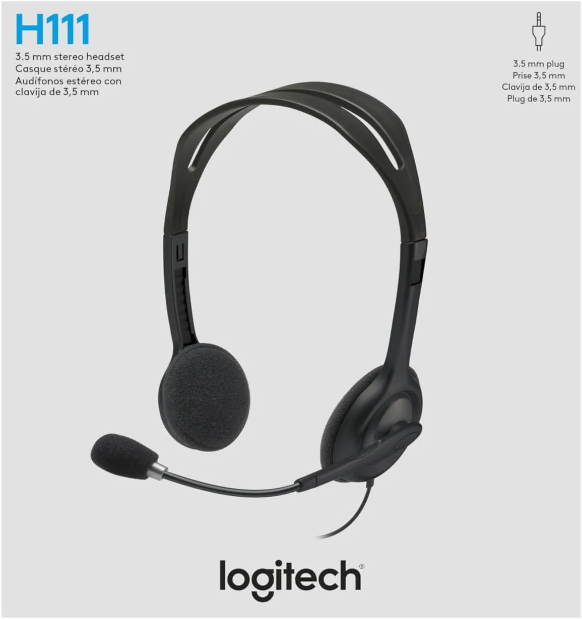 Logitech H111 Wired Stereo Headset with Noise-Cancelling Microphone