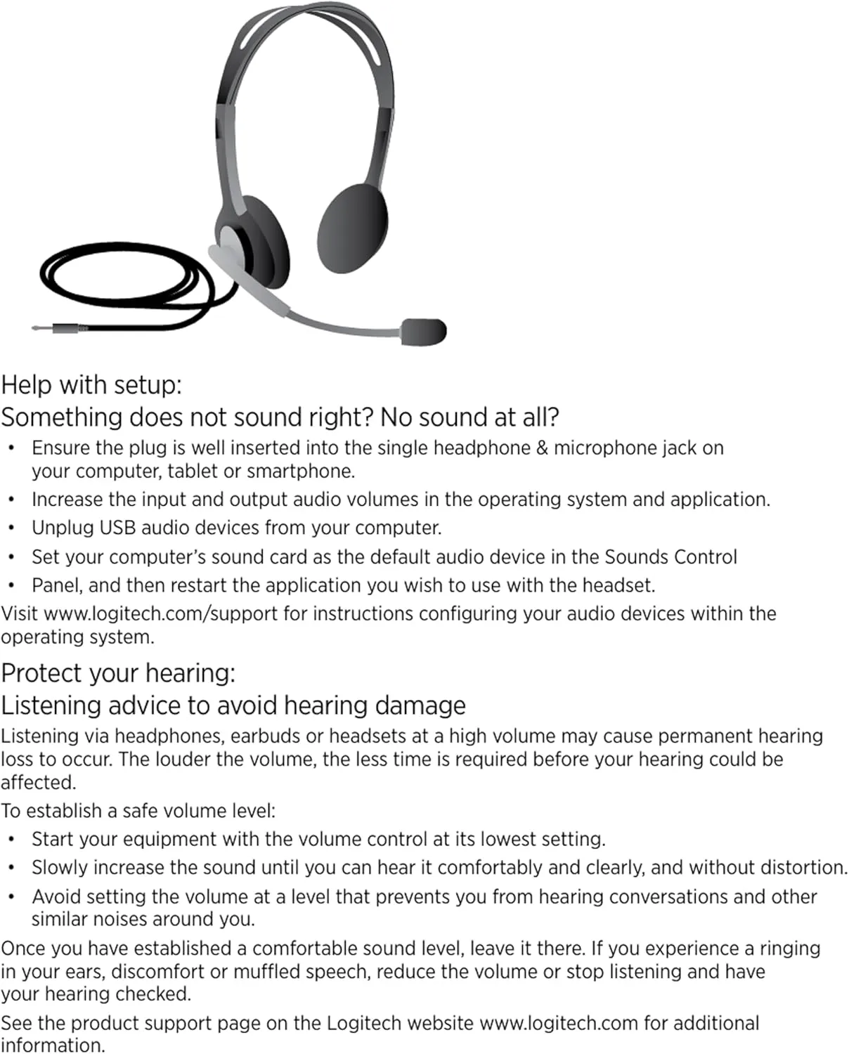 Logitech H111 Wired Stereo Headset with Noise-Cancelling Microphone