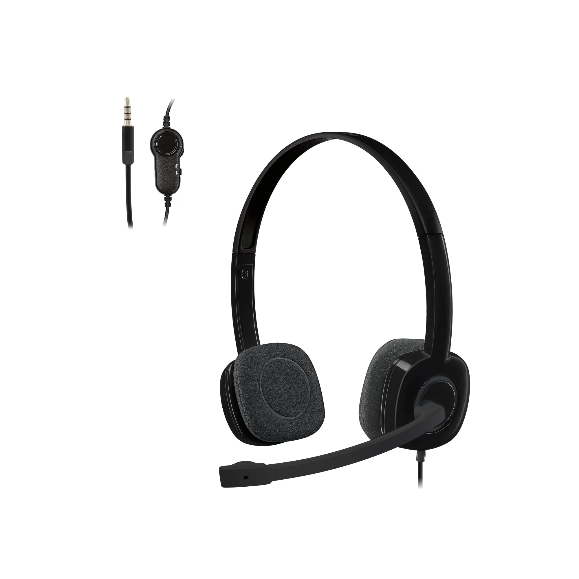 Logitech H151 Wired Headset, Analog Stereo Headphones with Rotating Noise-Cancelling Microphone, 3.5 mm Audio Jack