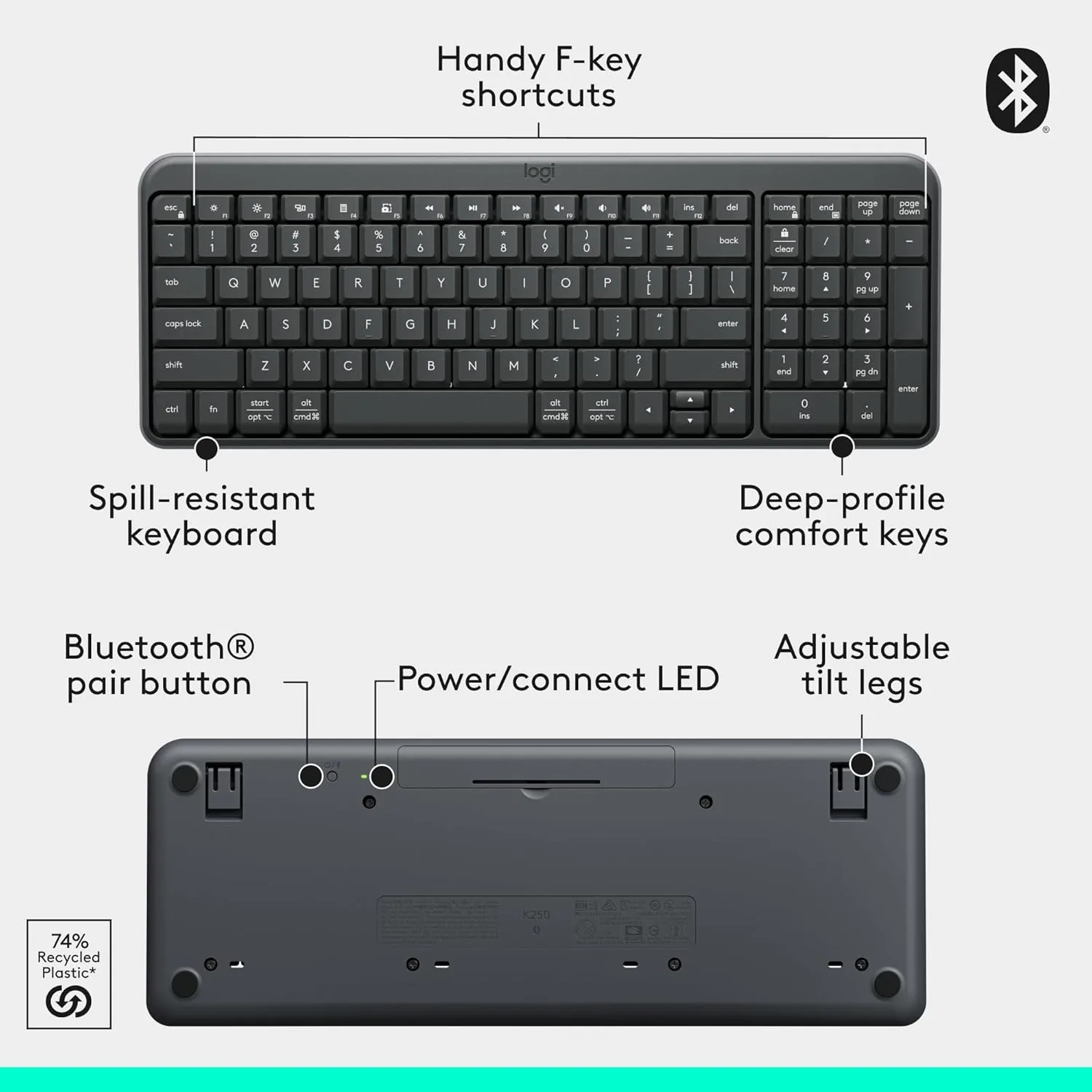 LOGITECH MK250 Bluetooth Wireless Mouse and Keyboard Combo