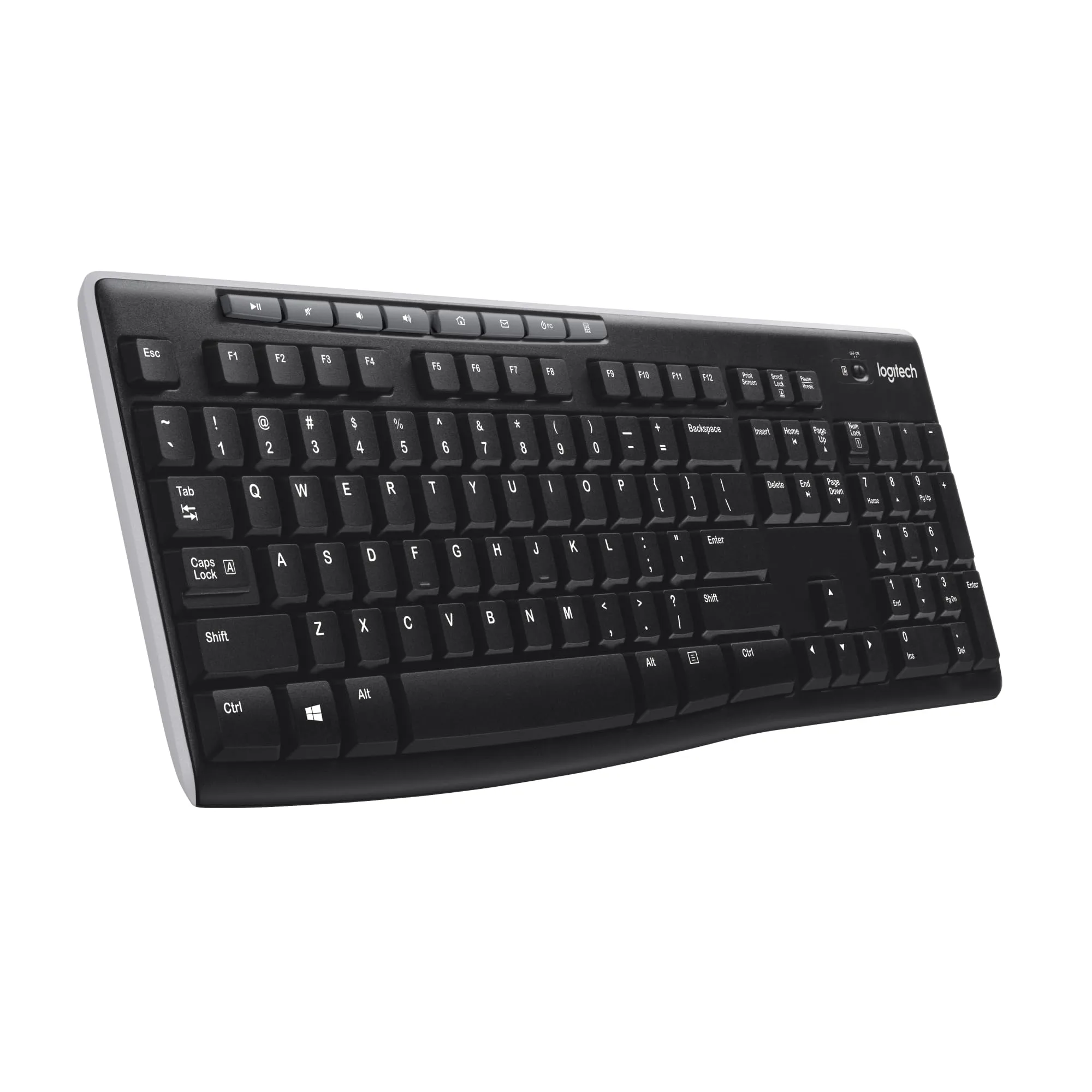 Logitech K270 Wireless Keyboard for Windows, 2.4 GHz Wireless, Full-Size, Number Pad, 8 Multimedia Keys, 2-Year Battery Life