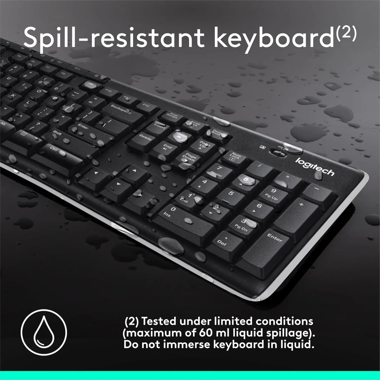 Logitech K270 Wireless Keyboard for Windows, 2.4 GHz Wireless, Full-Size, Number Pad, 8 Multimedia Keys, 2-Year Battery Life