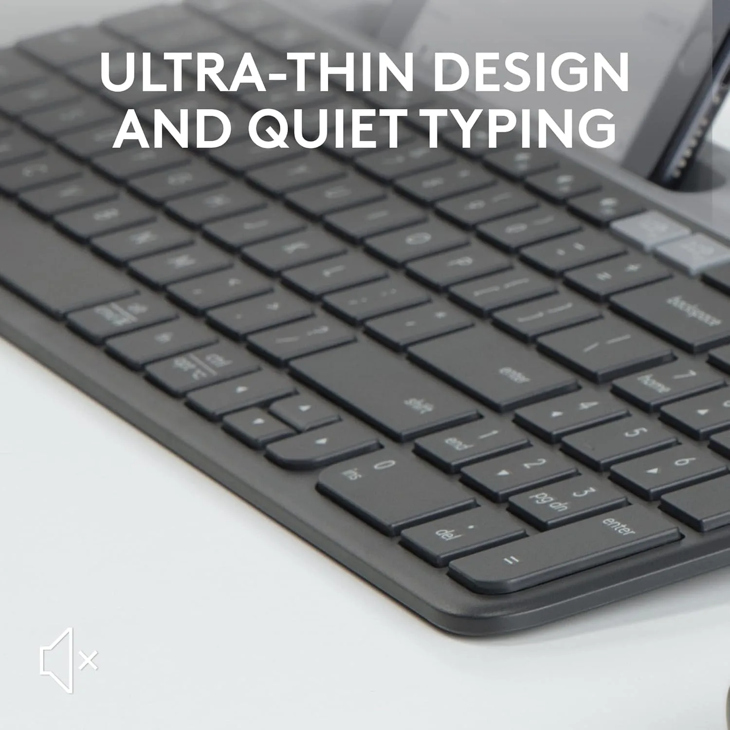 Logitech K585 Multi-Device Slim Wireless Keyboard, Built-in Cradle for Device; for Laptop, Tablet, Desktop, Smartphone