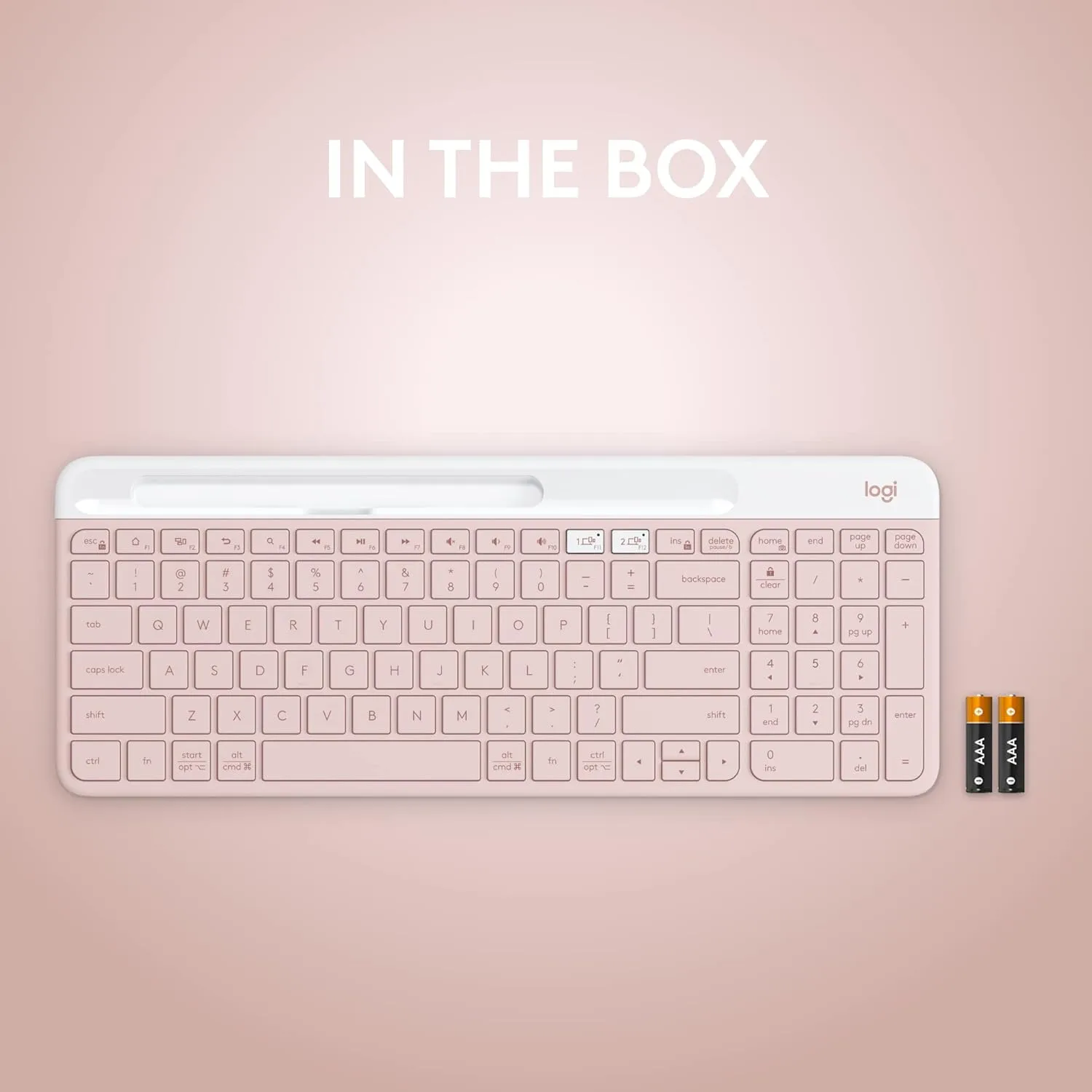 Logitech K585 Multi-Device Slim Wireless Keyboard, Built-in Cradle - Rose