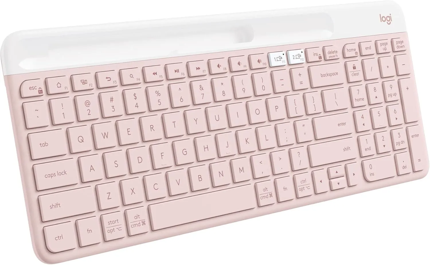 Logitech K585 Multi-Device Slim Wireless Keyboard, Built-in Cradle - Rose