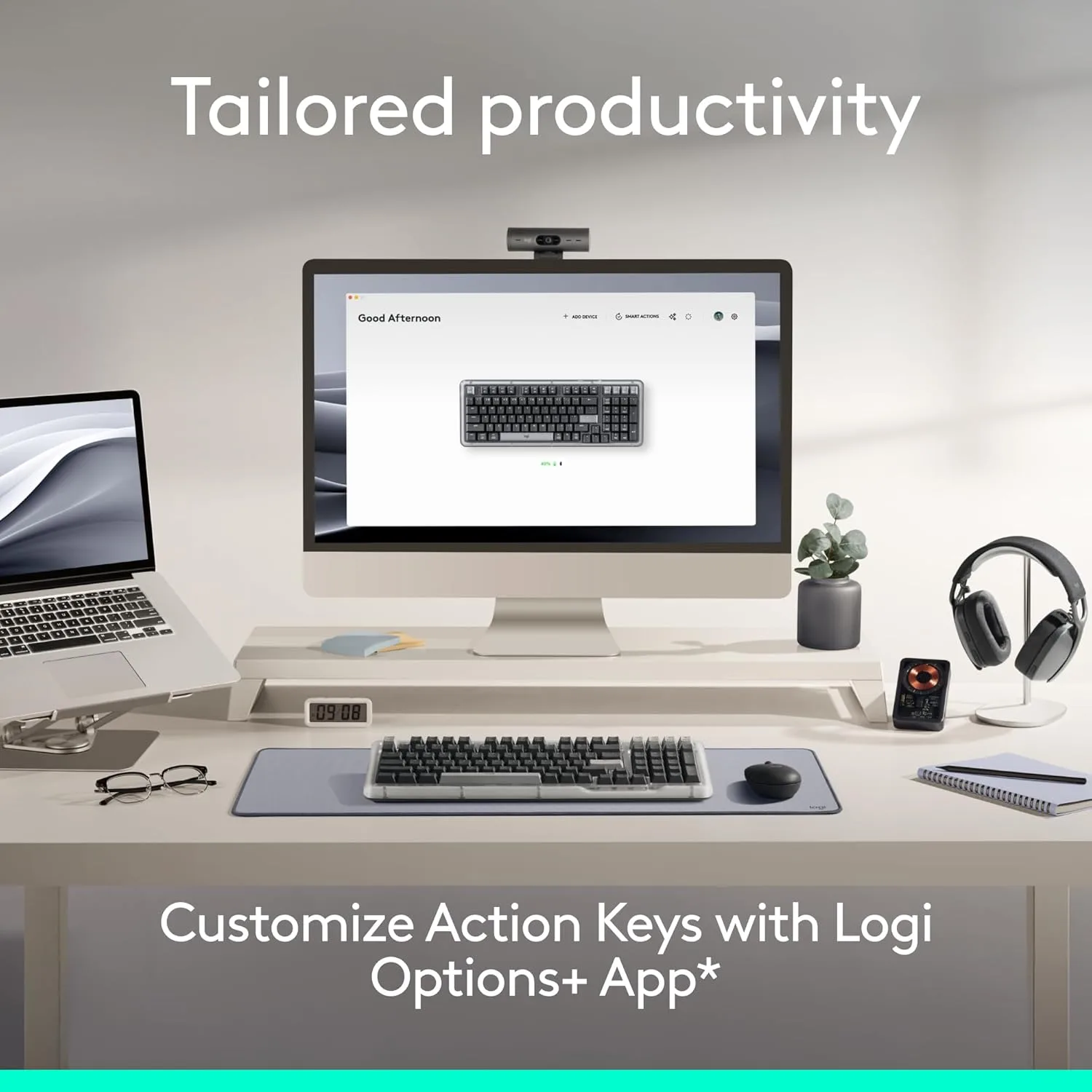Logitech Alto Keys K98M Wireless Bluetooth Mechanical Keyboard with POP Mouse - Graphite